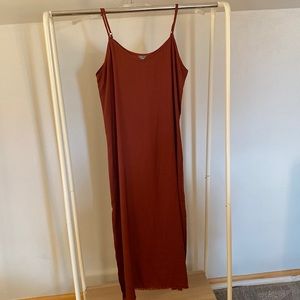 Aerie silk rust midi dress